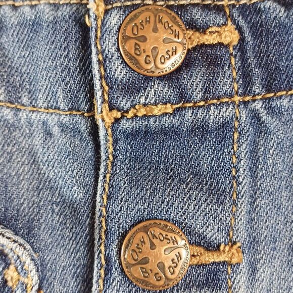 OshKosh B’gosh Girls Denim Overalls Size 2T | Heart Pocket Button Cotton Bibs - Picture 5 of 10